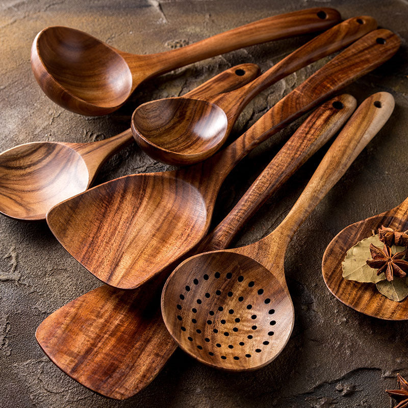 🌿Set di Stoviglie in Legno Naturale - Ecologiche ed Indistruttibili🌿